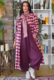 Nora Brushed Cotton Gingham Frock Coat Aubergine